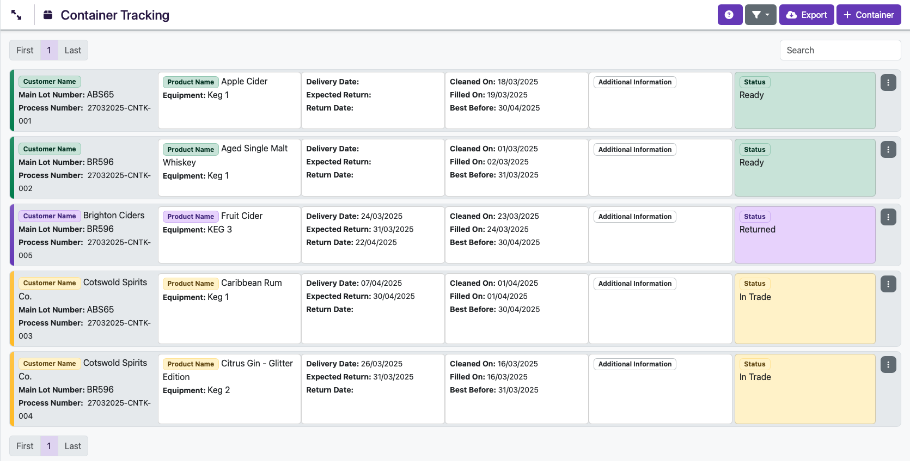 Container Tracking Liquor Logic